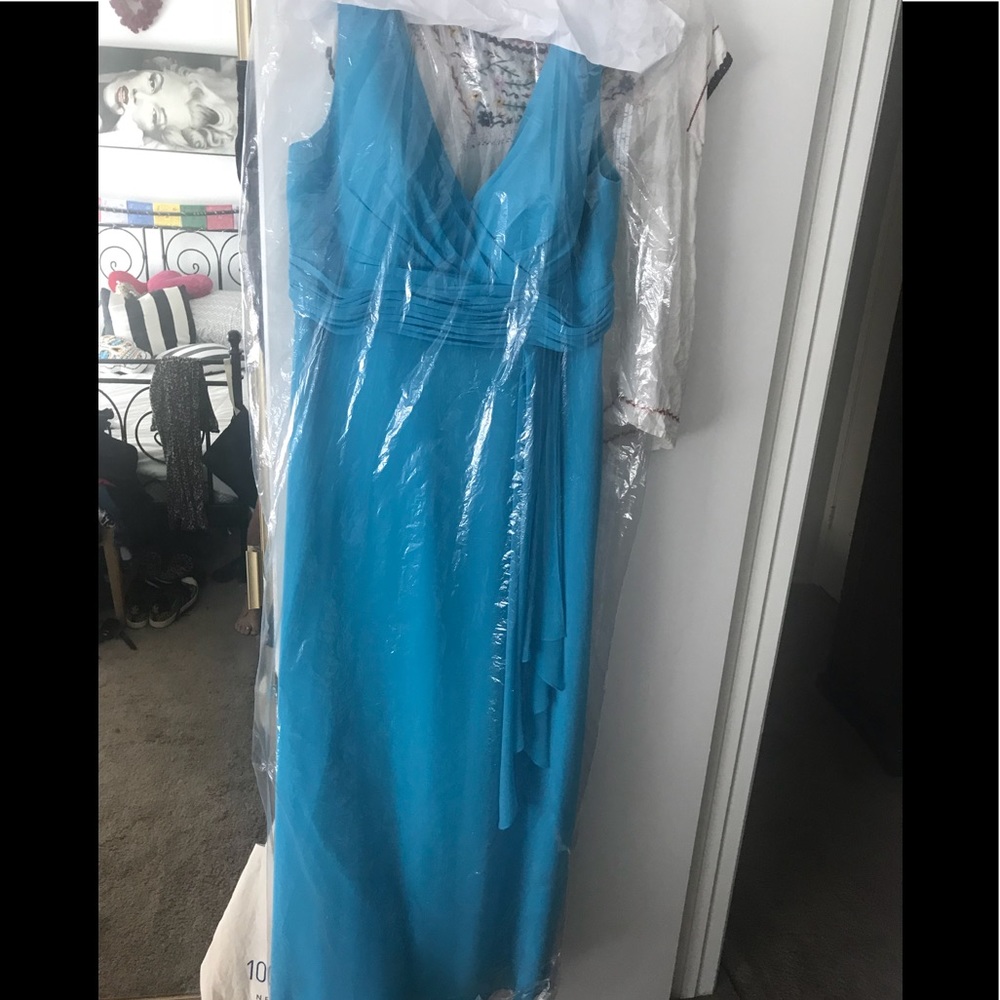 Malibu blue bridesmaid dress full length